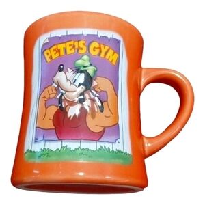The Disney Store Orange Goofy Pete's Gym 3D Raised Graphic Large Coffee Mug‎